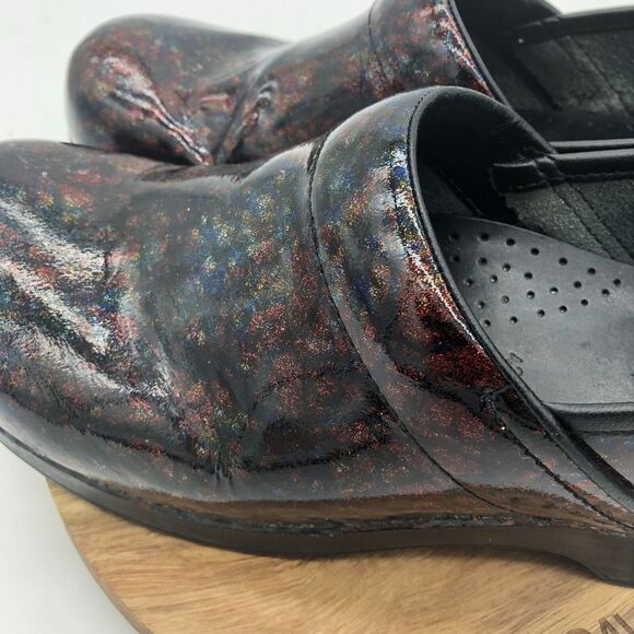 Dansko Professional Clogs Shoes Womens 11.5 Multi Scribble Patent Leather - Picture 5 of 11